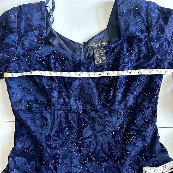 Vintage 80's Nite Kraze Dark Blue/Black Velvet, Studded, Cocktail Dress- 7/8 - Picture 8 of 12